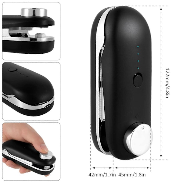 Mini Folieforsegler 2 i 1 Poseforsegler med Skærer - Håndholdt Mini Forseglingsmaskine til Poser og Plastfilm - USB Genopladelig og Bærbar (Hvid) Black