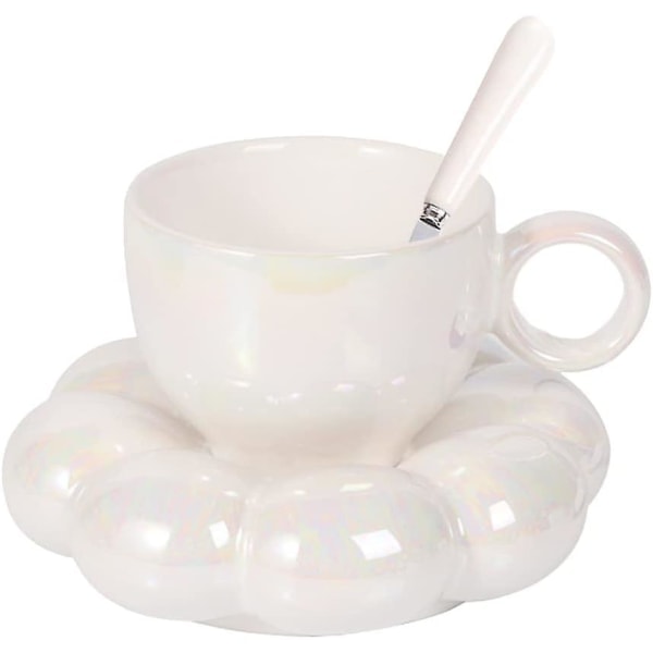 Keraaminen kukka-aiheinen kahvikuppi, luovat söpöt kupit pilvi- ja auringonkukkaupotuksella toimistoon ja kotiin, 190 ml teelle, latelle ja maidolle