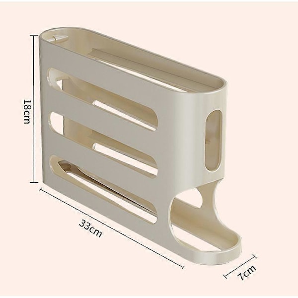 Automatisk Rullande Ägghylla Glidande Äggförvaringslåda 4 Våningar Stegtyp Cream colour
