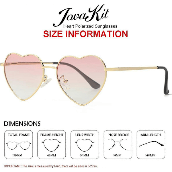 SDIGV Polariserte Hjerte Solbriller for Kvinner Mote Nydelig Stil Metallramme UV400 Beskyttelse Linse Gold Gradient Pink