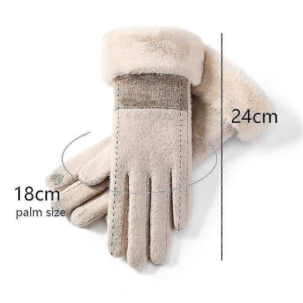 Varma Vinterhandskar med Touchscreen, Termiska Fleecehandskar, Vindtäta Skidhandskar Xs-xxxl Apricot L