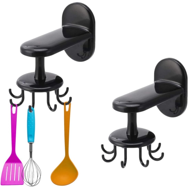 Kitchen racks, 2 tableware rotating hook racks with 8 hooks