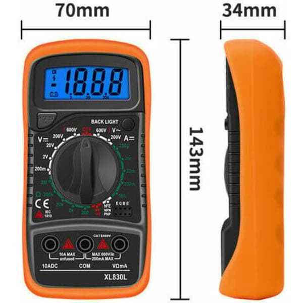 Multimeter, ohmmeter og ammeter XL830L 2000 tællinger Digitalt Multimeter Mini Multimeter Batteritester Strøm Spænding AC DC Modstand Buzzer