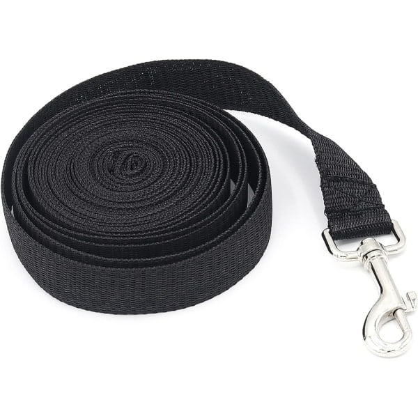 Ekstra Lang Hundetreningsline, 5m Nylonline for Store, Mellomstore og Små Hunder - Perfekt for Innkallingstrening, Lydighet, Løping, Camping Black