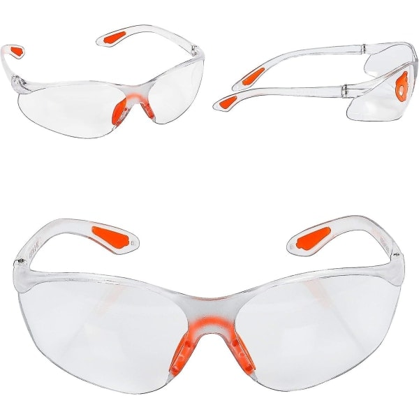 24-pack transparenta skyddsglasögon - skyddsglasögon med plastlins, näsbrygga och gummiram T Newway
