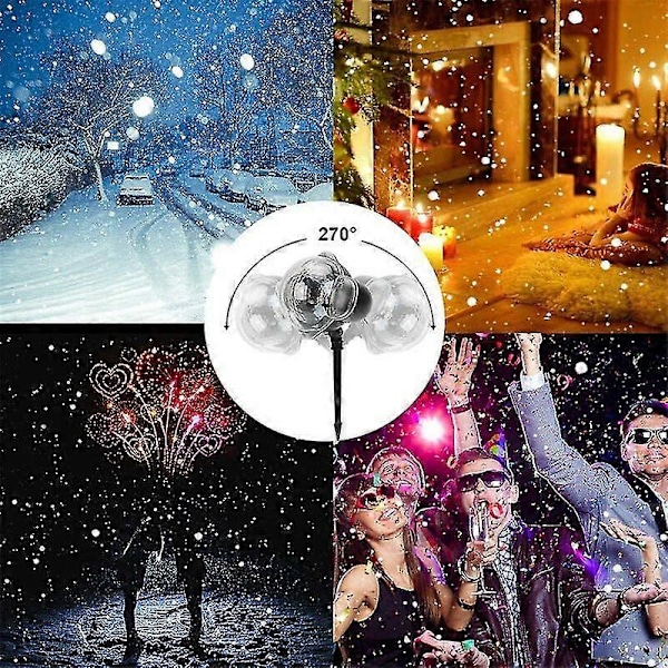 Snøfall LED Projektorlys, lys med roterende fjernkontroll vanntett landskap snøfnugg dekorativ belysning for fest