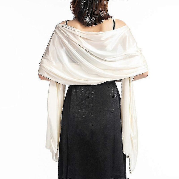 Sjalar Klänningar Kväll Fest Omlott Bröllop Satin Enfärgad Cape Axelvärmare Boleros Off-White