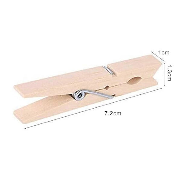 50 stk. klesklyper i tre, fotoklips, sterkt grep, kompakt størrelse, bærbar, kraftig, kunst- og bildeklips, fargerike klesklyper Wooden Color
