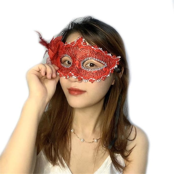 Dam Masquerade Mask Halloween Spets Ögonbindlar Carnival Ball red