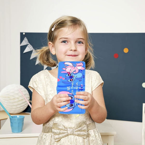 Stiitch-lompakko, Stiitch Kids Nahkalompakko Kaksinkertainen PU-Nahkalompakko Piirretty Kaksinkertainen Lyhyt Lompakko Korttikotelot Kannettavat Lokerot Pieni Laukku Lapsille Lahjoiksi