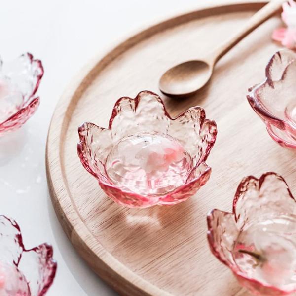 6 st rosa körsbärsblomma små glasskålar doppskålar minikristall tepåsehållare sojasås snacks skål doppskålar serveringsfat ljusstakar