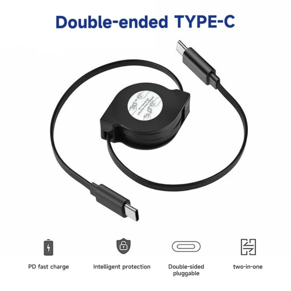 PD 60W USB C Udtrækkeligt Datakabel, til Macbook Hurtig Opladningskabel til Type C Mobiltelefon Switch