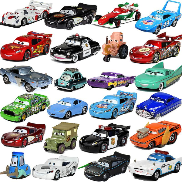 Bilar Disney Pixar Bilar 2 3 Leksak Lightning McQueen Mater Sheriff Legering Metallmodellbil 1:55 Metallleksaker Fordon Pojkbarn Presenter (Endast en bil)
