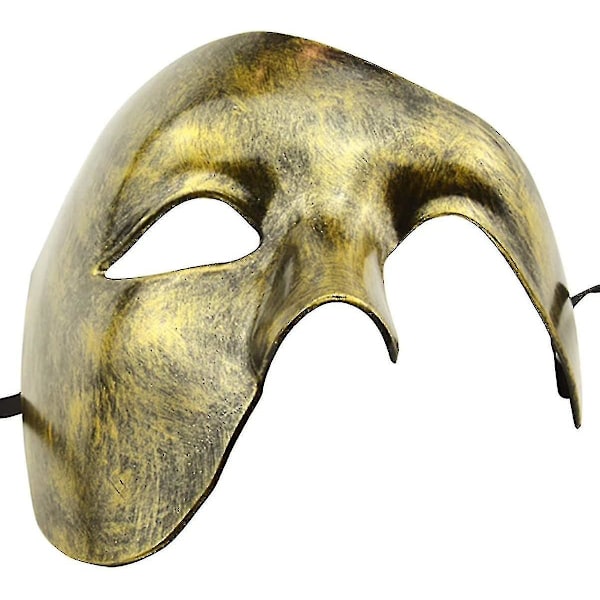 Maskeradmask för män Halloween Fantomen på Operan Gold