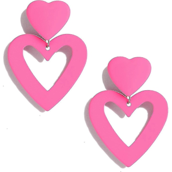 Dobbelt Hjerte Øreringe Hængende Hjerte Dråbe Øreringe Til Kvinder Kærlighed Hjerte Hænge Øreringe Valentinsdag Mors Dag Gave - Baby Pink