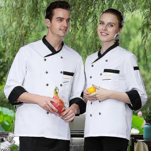 Efterårs- og vinterkokketøj til mænd, langærmet hotelrestaurantkøkkentøj, efterårskokketøj til kvinder M