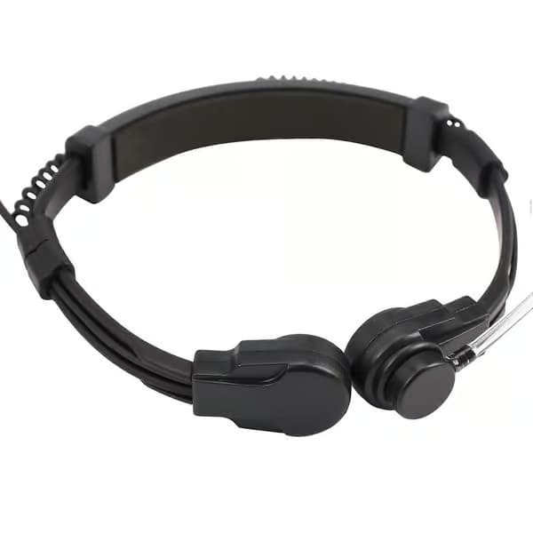 3,5 mm justerbart halsmikrofon-headset med diskret akustiskt rör och finger-PTT