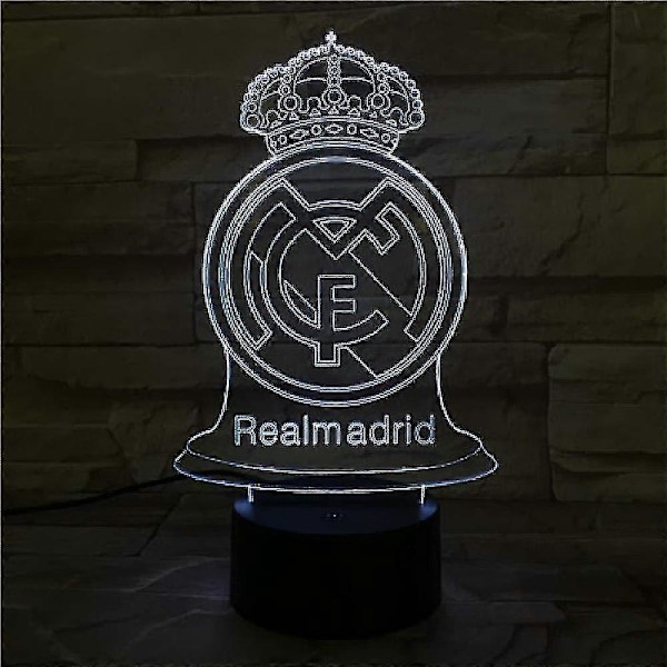 Wekity 3D LED Nattlampa Illusionlampa 16 Färgförändrande Dekorationslampa Perfekta Presenter För Barn (val) (Real Madrid)