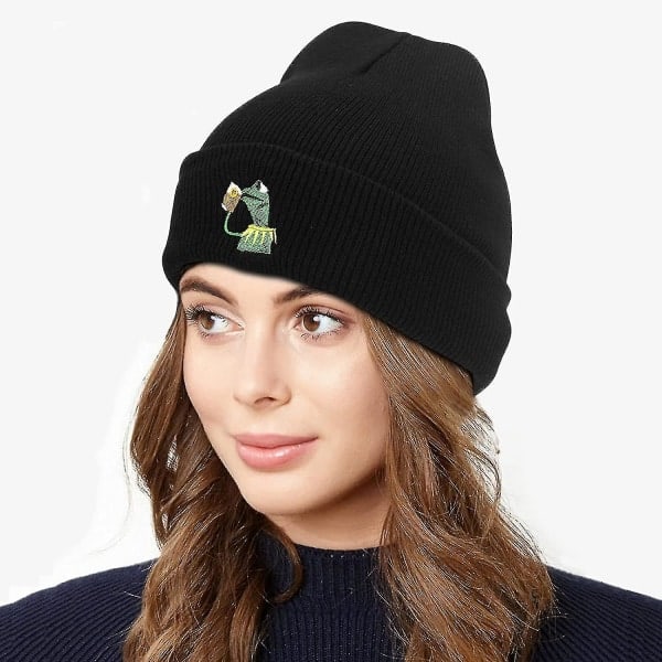 Vinter Kermit Grodan Sippar Te Beanie Varm Bekväm Mjuk Överdimensionerad Tjock Kabel Stickad Hatt Unisex Stickade Hattar Gray