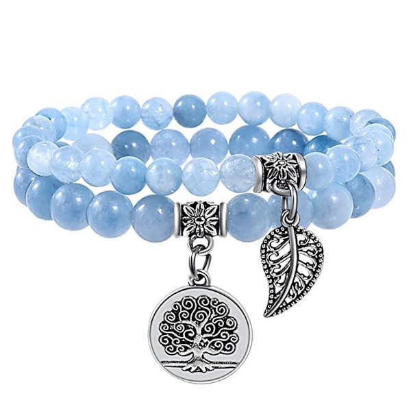 Chakraarmband för kvinnor - Kristallarmband Kvinnor Naturliga Ädelstenar Yoga Reiki Armring - En uppsättning dubbla armband A