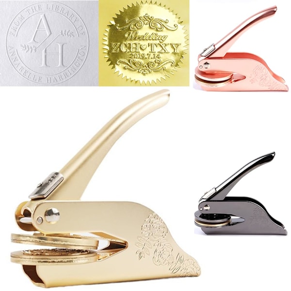 Bogstempel Personlig, Tilpasset Stempel fra The Library of Stamp Tilpasset Stempel til Bryllupsinvitation Gold