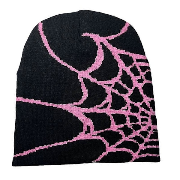 Y2k Lue Spider Web Hatt Y2k Strikket Lue Skullies Lue Spider Web Lue Baggy Slouchy Lue Skull Cap O