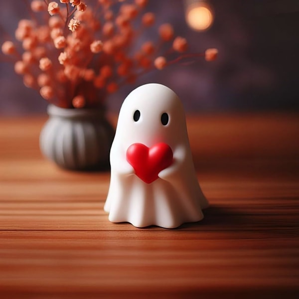 Spökfigur, Läskig Harts Spökstaty Halloween Dekorationer, Söta Finger Spökprydnader, Perfekt för Veranda Halloween Deko