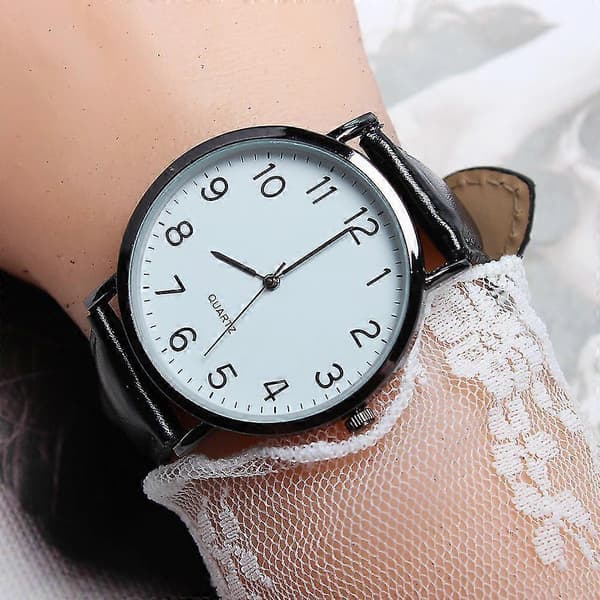 Unisex Affärsmode Läder Quartz Armbandsur Black