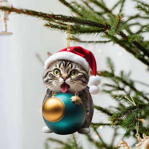 Tecknad Söt Katt 2023 Julgransprydnader Hängande Dekoration Gåva Jul Hängande Träd Personlig Hänge Festtillbehör A3