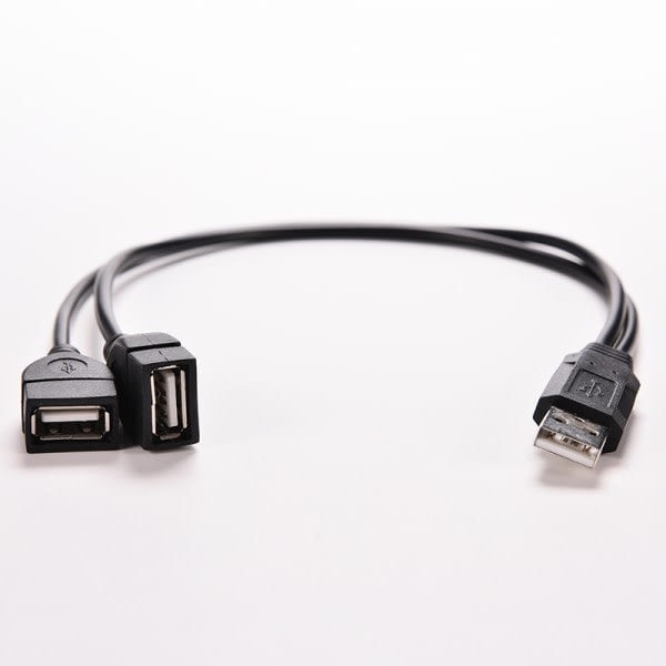 USB 2.0 A hann til 2 doble USB hunnkontakter Y-splitter hub strøm C svart 1. svart 1 stk