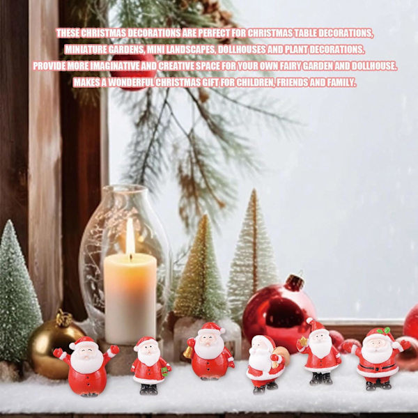 Jultomte Mini Julgransprydnader Jul Miniatyrprydnadsset Söta Harts Jultomte Figurer Mikro Landskap Prydnadsdekoration