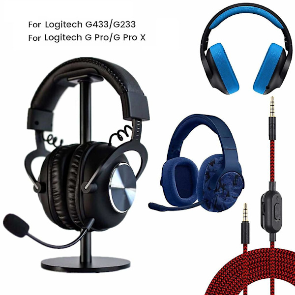 2M Aux-ledning Erstatning for GPRO X G233 G433 Headset Audio Aux-ledning 3.5mm Red