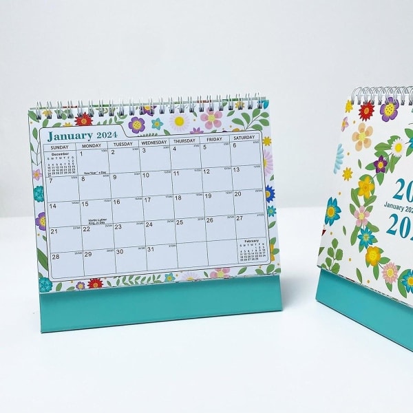 2024 - 2025 Skrivbordskalender - Stående Vändbar Skrivbordskalender, Januari 2024 Till Juni 2025, 18 Månader Spring flowers bloom