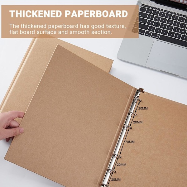 A5 6-ring pärm, A5 pärmar, A5 pärm 6 hål, Kraft a5 pärmar för att lägga till broschyrskydd Scrapbooking-papper Lösa ark, 2 st
