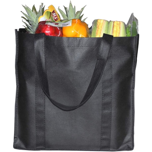 6 Pak Genanvendelige Indkøbsposer med Håndtag, Ikke-vævede Shopperposer - Holder 44+ lbs (20 KG) - Ekstra Store & Holdbare Foldbare Indkøbsposer
