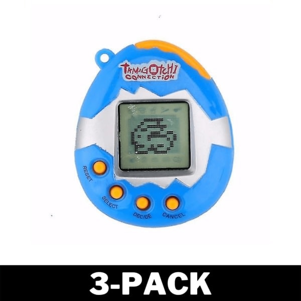 Tamagotchi - Retro Elektronisk Kæledyr - Blå 3-Pack