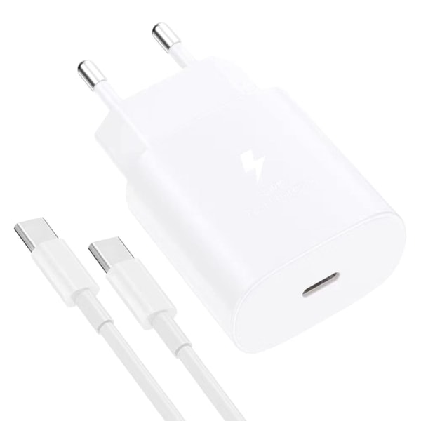 USB-C Opladningskontakt Hurtig og Sikker Telefonopladningsadapter til S23, S22, S21, S20, S10, Note 20, A53, A52, A33 A7 White - EU