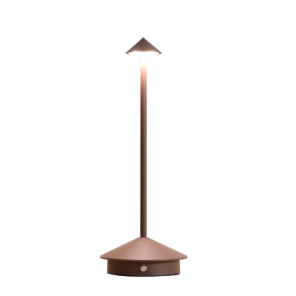 Aluminium LED Bordlampe med Dimmefunksjon, IP54 Beskyttelse, Innendørs/Utendørs Bruk, Lading via Plugg, H29cm, EU-Plugg Brown