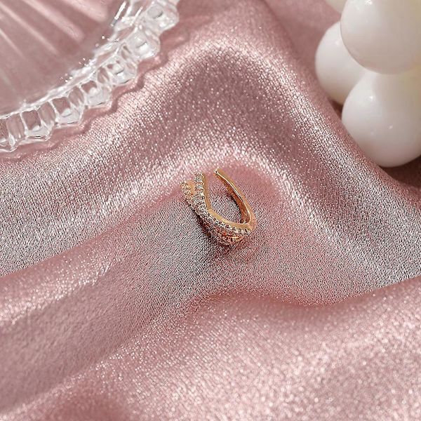 2 stk. Punk Guld Metal Øremanchet Øreklips til Kvinder Ingen Piercing C-Formet Geometrisk Lille Øremanchet Øre Wrap Øremanchet Klips Smykker