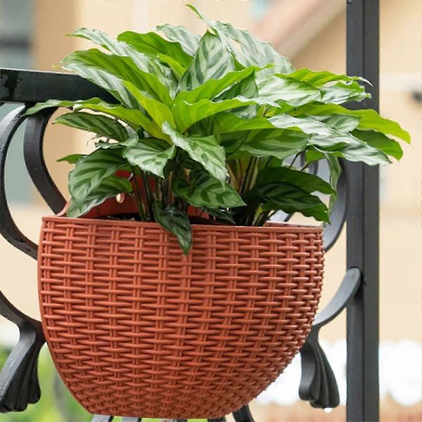 Seinään kiinnitettävät kukkaruukut Kukkaruukku Lahja Parveke Puoliympyrän muotoinen Sisä- ja ulkokäyttöön Kodin koristelu Riippuva eurooppalaistyylinen maljakko Brick red large size