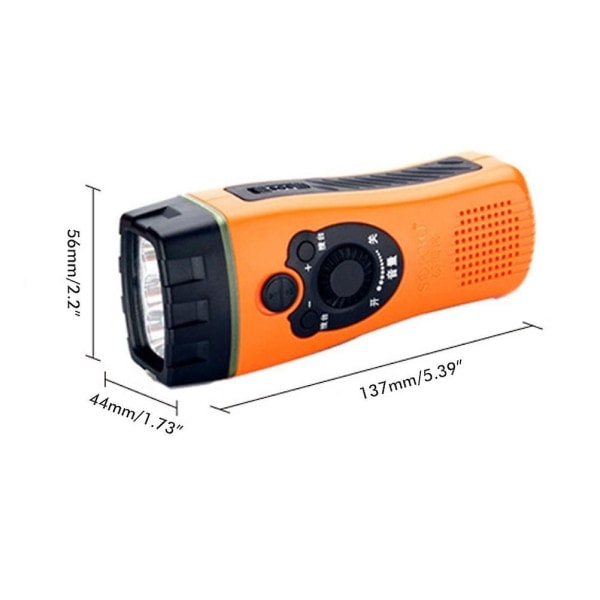 Nödhandvevradio med LED-ficklampa - Bärbar multifunktionell powerbank - Laddningsbar för utomhusbruk