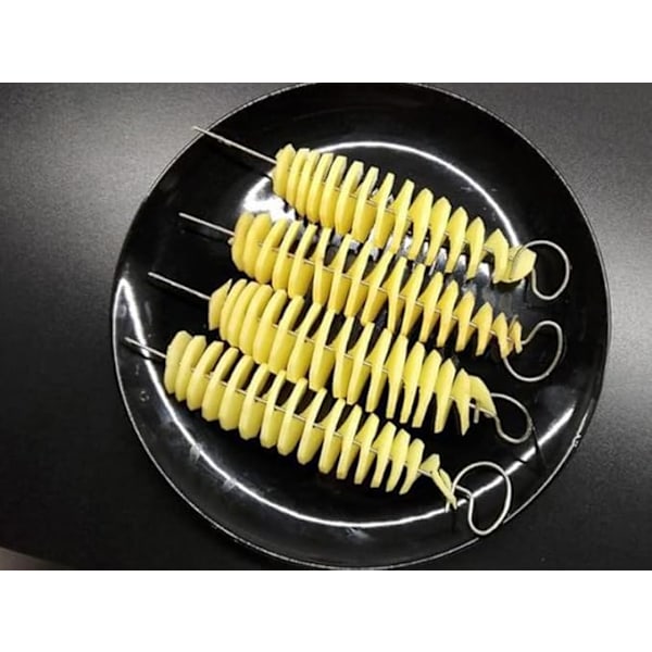 Strängroterande Potatis Skärare i Rostfritt Stål och Plast - Vridbar Potatis Skivningskniv, Spiralformad, Kreativa Köksredskap, Grönsaksverktyg