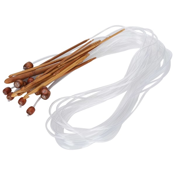 12 st Cirkel Sticknålar Dubbelspetsade Bambu Rörkoppling Virknål Tillbehör (Kolsyrat Vit Rör 120cm)