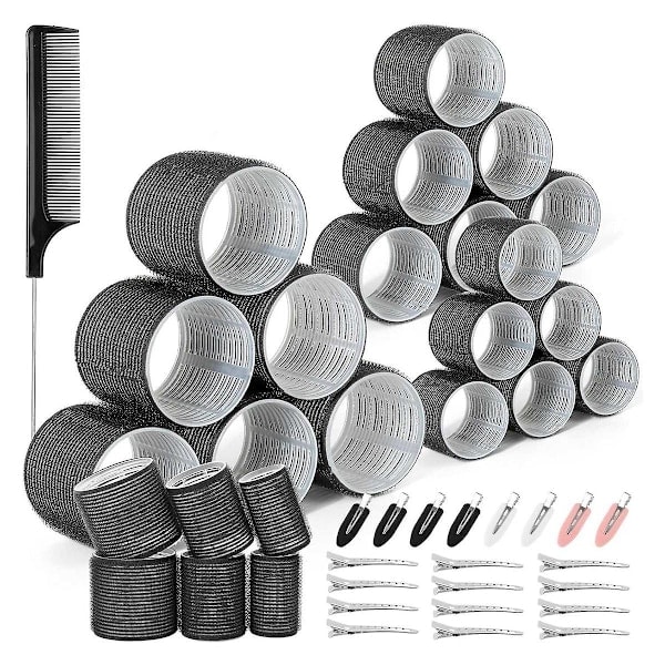 43pcs Hair rollers with clips Hair rollers with 3 sizes, Jumbo hair roller with 12 duckbills