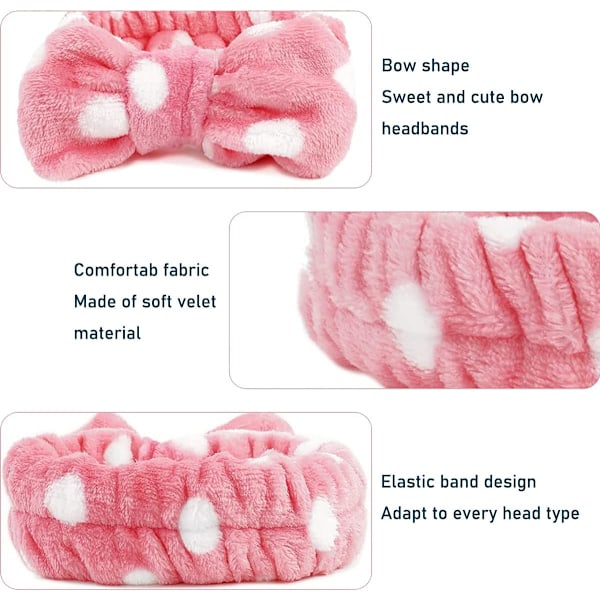 Hodebånd for kvinner, fluffy hårbånd for ansiktsvask, elastisk sløyfebånd, korallfleece hodebånd