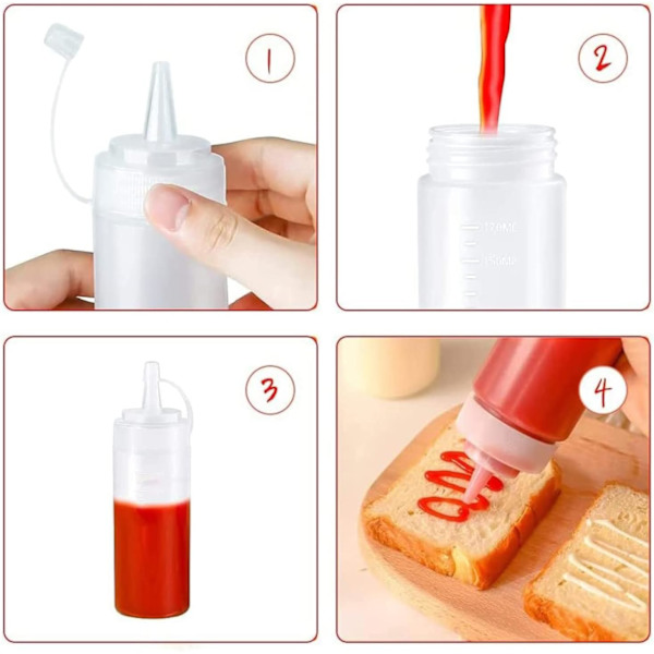 2 stk. BPA-fri Plastik Squeeze-flasker til Krydderier - Lækagesikre, Genanvendelige, Nemme at Klemme, Ideelle til Saucer, Olier, 250ML