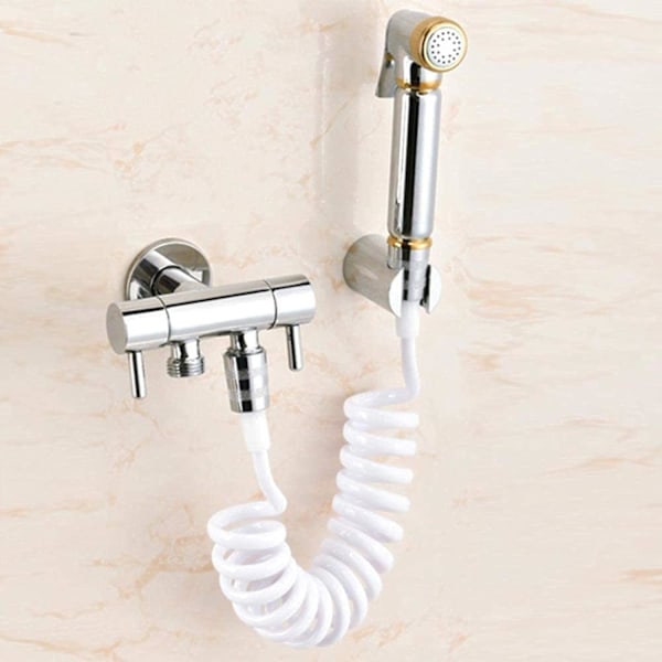 Fjäderflexibel duschslang, ABS flexibel teleskopisk duschslang, badrumsspiral flexibel duschslang för toalettkran, bidéspruta, handdusch-3M White