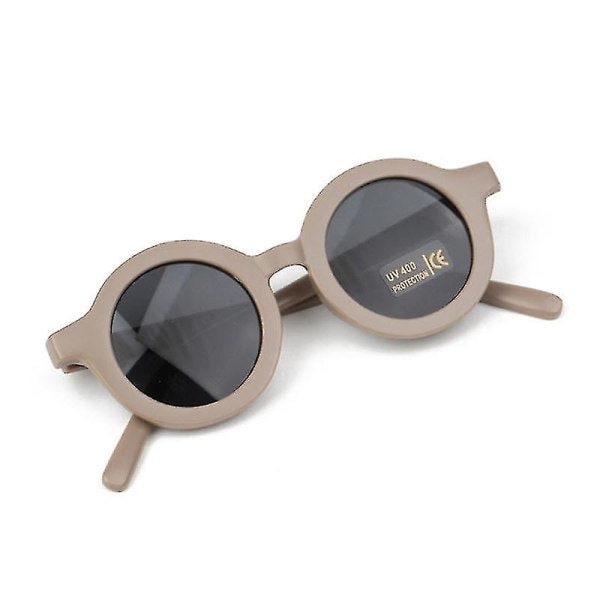 Polariserade UV-skyddande solglasögon Retro Runda Barn UV 400 Mörkbrun Dark Brown