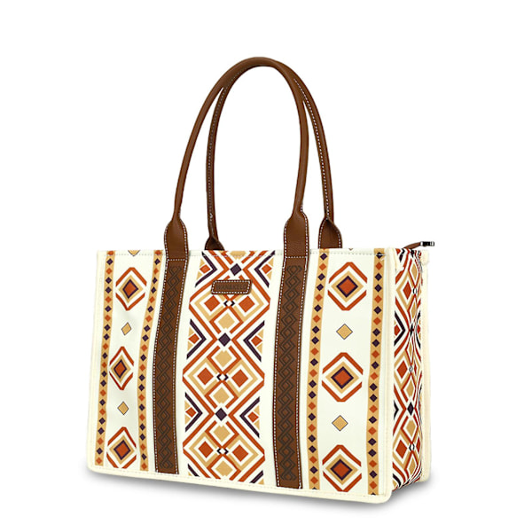 Wrangler Tote Bag Western Väskor för Kvinnor Axelremsväska Boho Aztec Handväskor NY Warm Yellow L