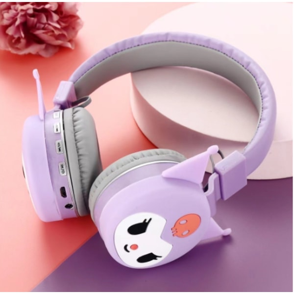 Söt tecknad barns Bluetooth-hörlurar Purple